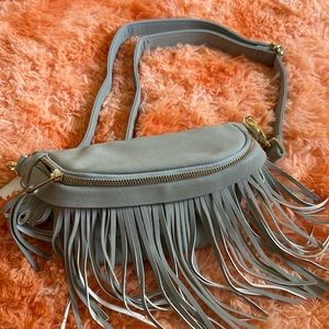 NWT Faux leather fringe fanny pack